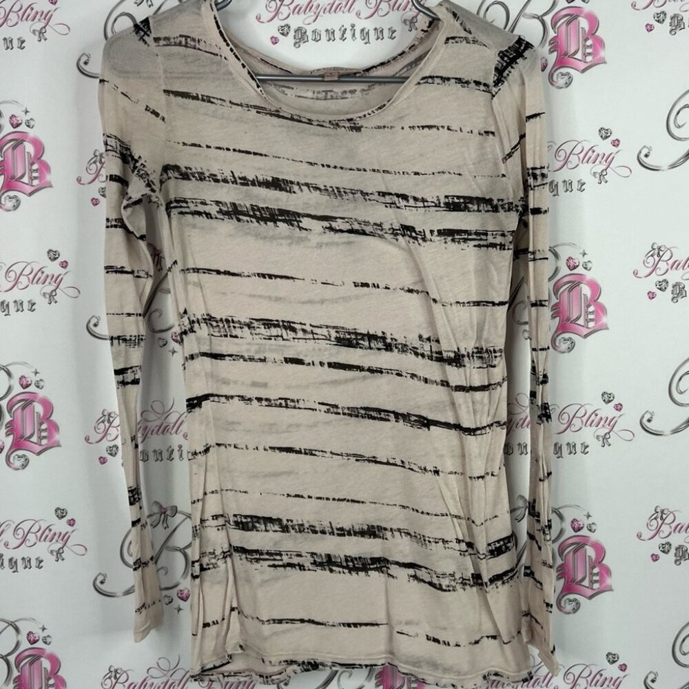 Philosophy long sleeve striped Beige and Black Striped Blouse